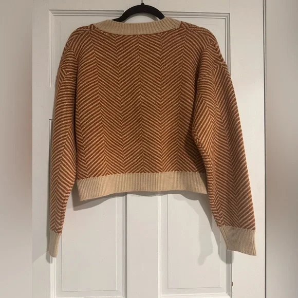 Hem & Thread rust and cream, tan cardigan.NWT size medium - Picture 2 of 4
